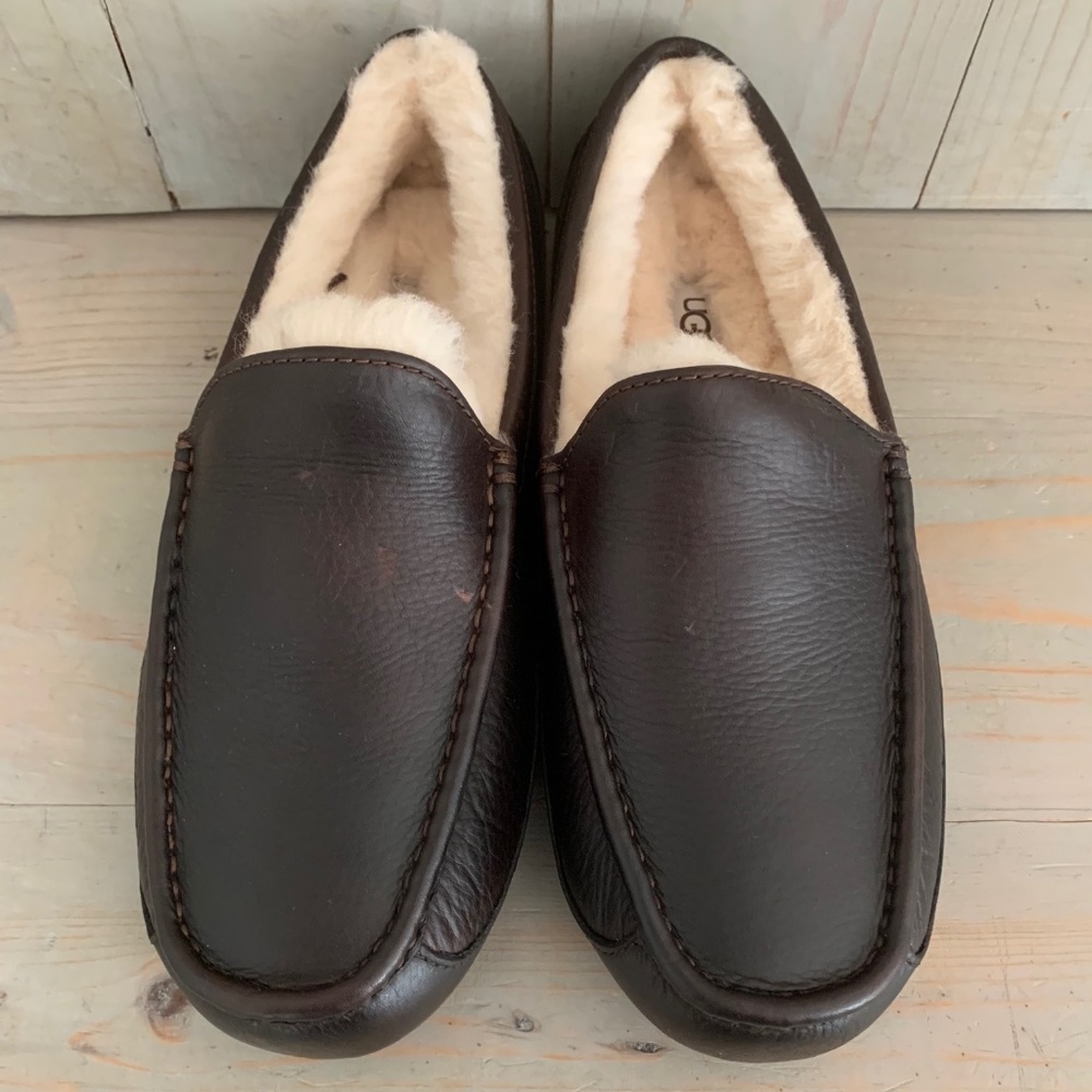 ugg ascot china tea leather slippers mens
